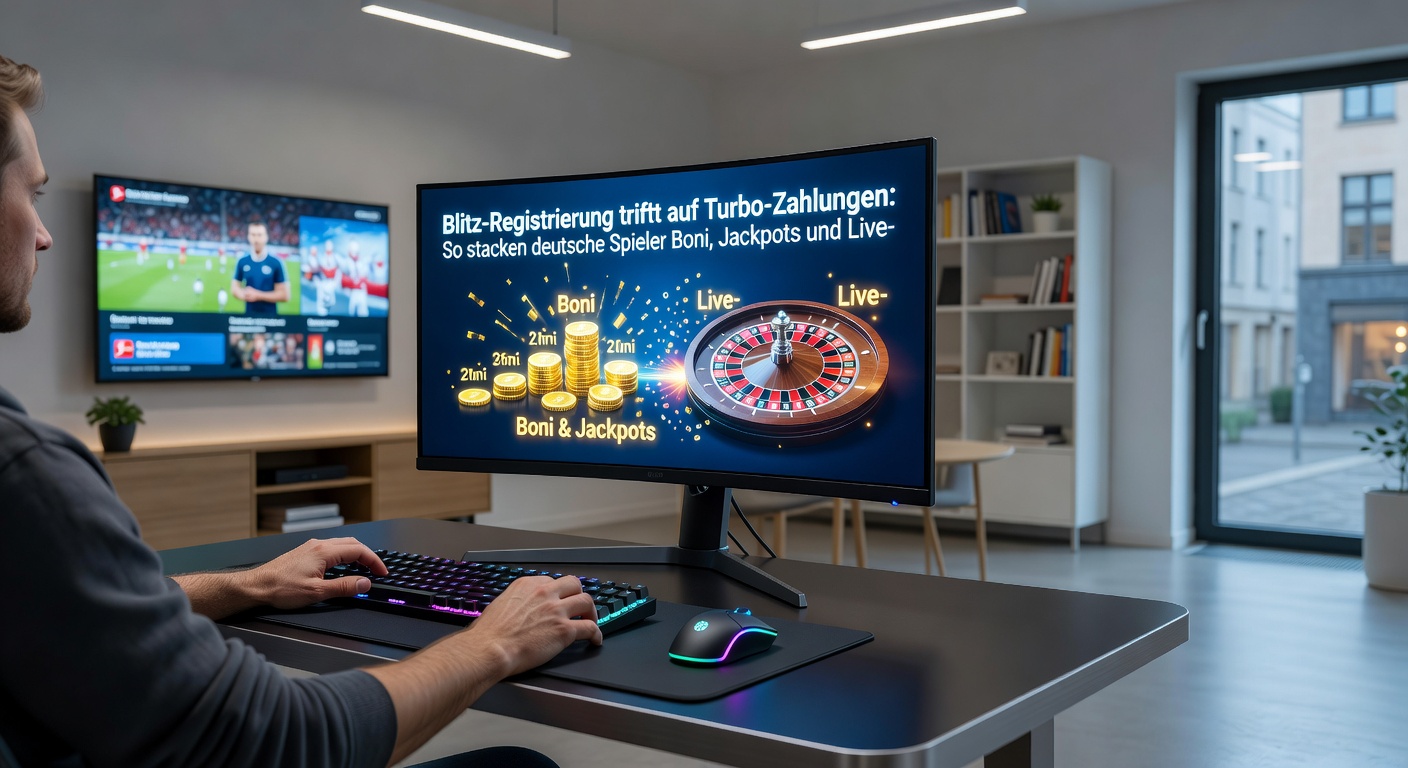 Grafik zeigt Stacking von Boni, Jackpot-Symbolen und Live-Dealer-Chips auf einem Mobilbildschirm mit Turbo-Pfeilen für Zahlungen