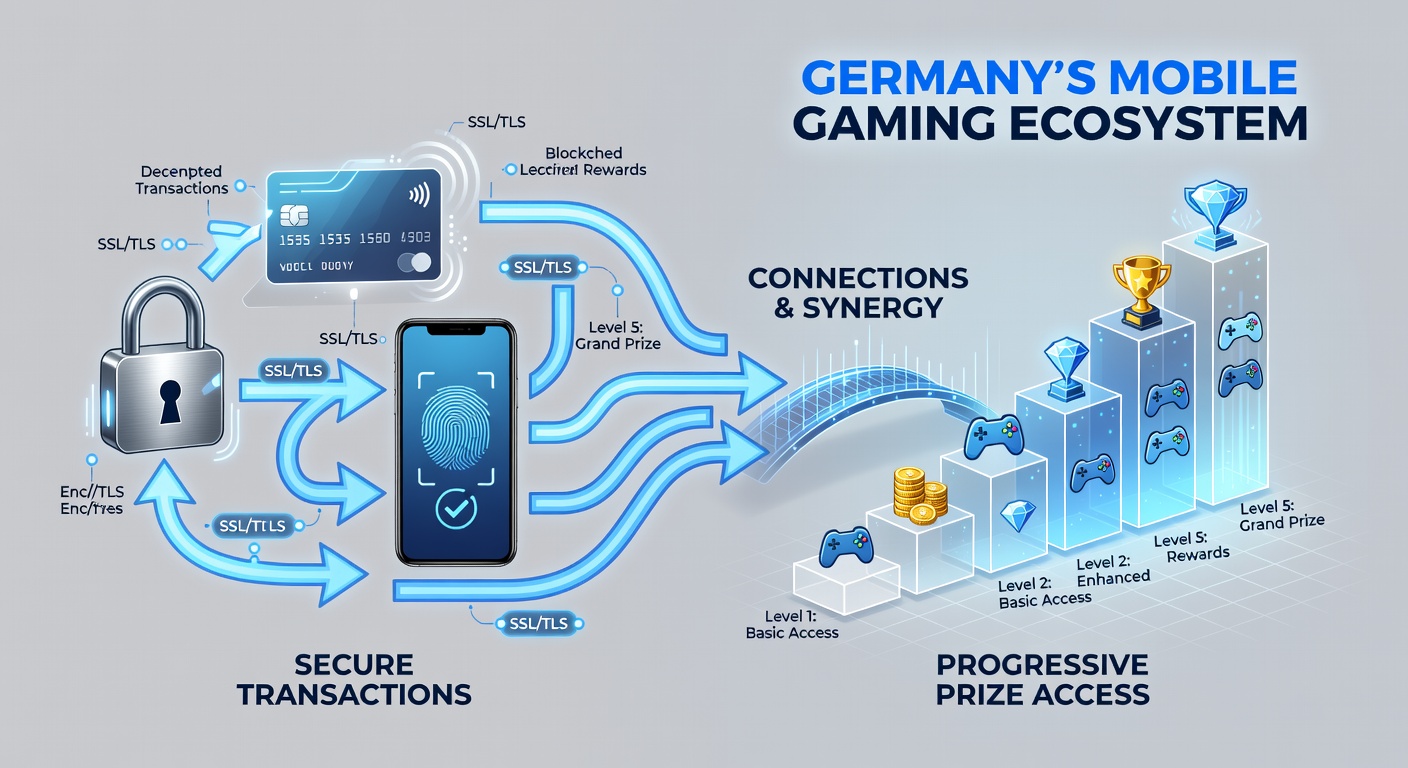 Mobile Geräte zeigen sichere Transaktionen und progressive Gewinnanzeigen