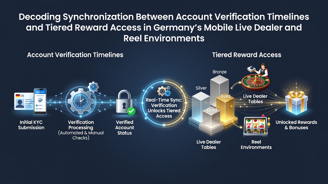 Illustration showing account verification timelines aligned with tiered reward access in mobile gaming environments