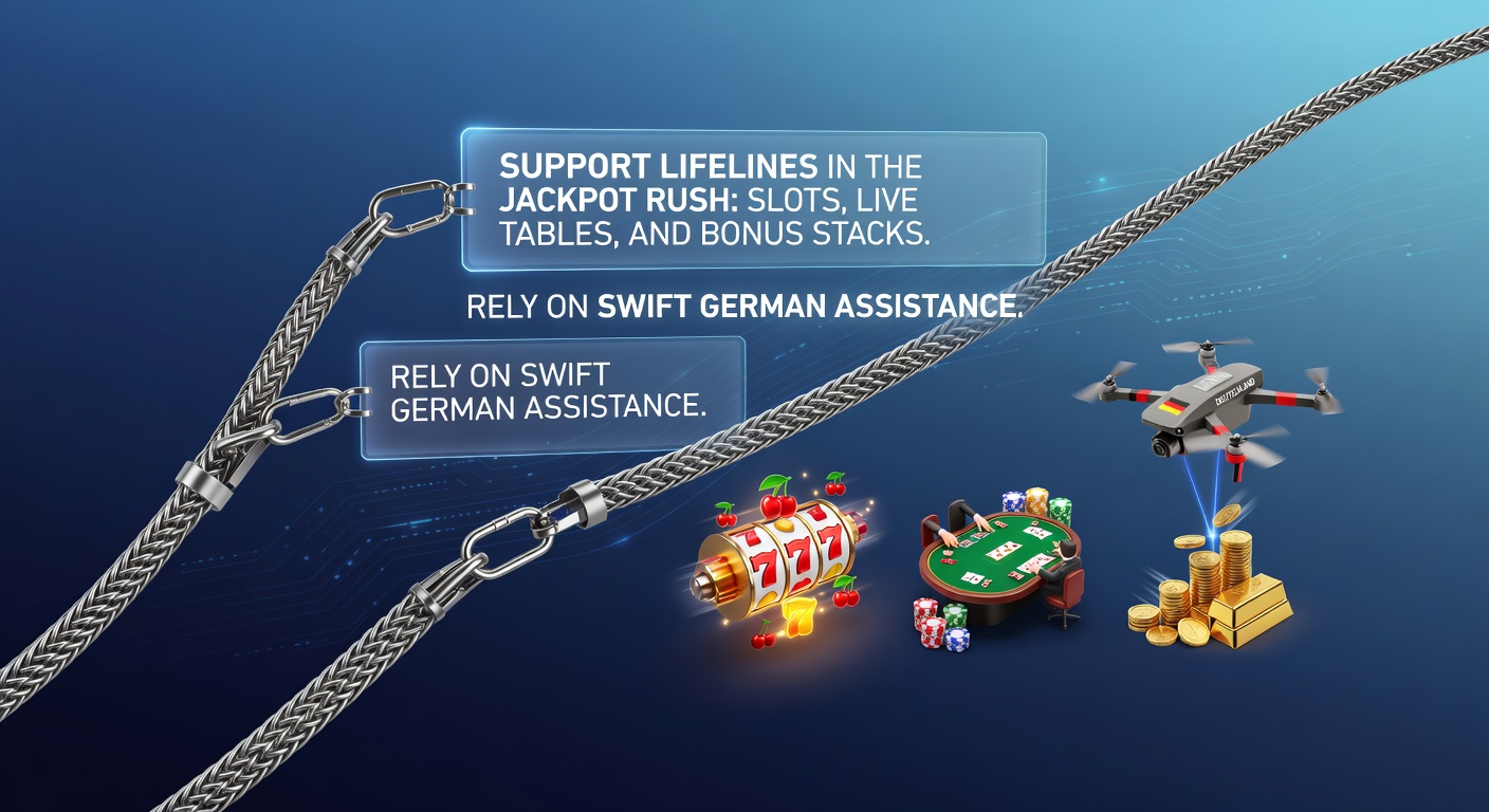 Deutsches Support-Team hilft bei Jackpot-Problemen in Online-Casinos, mit Chat-Symbolen und Spiel-Screenshots im Hintergrund